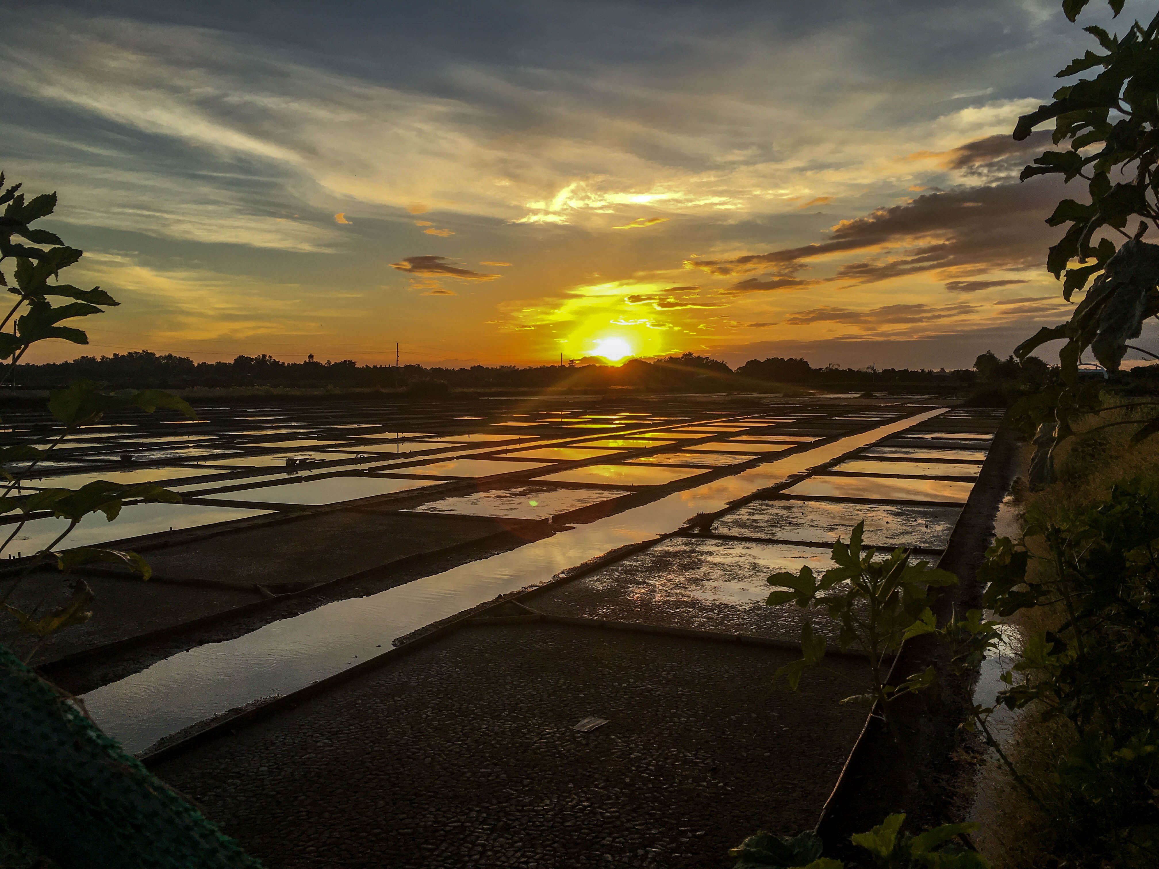 sunset seen in pangasinan philippines over salt farms